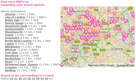 B&B's in Europe Radius Search