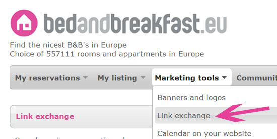 Link Exchange Bedandbreakfast.eu